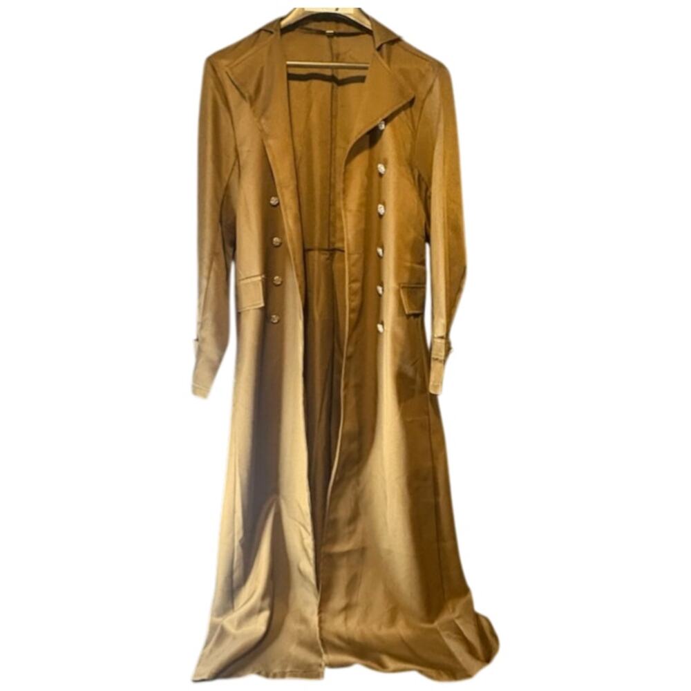 Brown Victorian Steampunk Trench Coat Costume sz XL